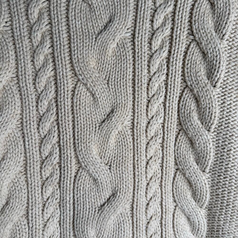 LL Bean Sweater Womens Size Small Petite Cable Knit 100% Cotton Crewneck - Picture 2 of 8